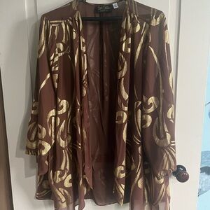 Bob Mackie Brown and Gold Sheer Kimono